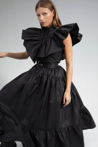 Closed neck taffeta top and skirt - HerTrove