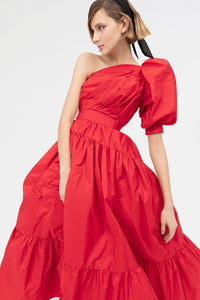 Asymmetrical draped bodice A-line gown - HerTrove