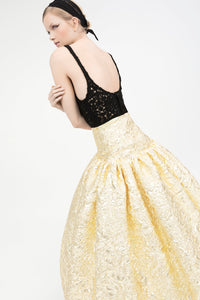 Wool guipure top with jacquard skirt - HerTrove
