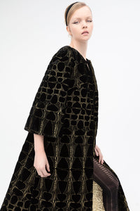Golden thread velvet coat - HerTrove
