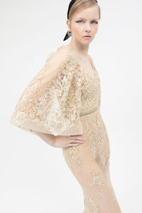 Embroidered tulle mermaid dress with flared sleeves top - HerTrove