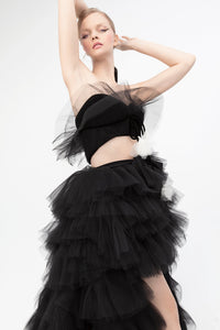 Heart shape crop top with asymmetrical skirt - HerTrove