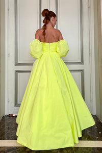 Long sleeves off shoulder taffeta dress - HerTrove