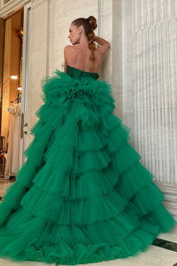 Fully ruffled and pleated high-low dress - HerTrove