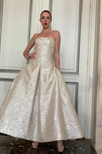 Her Trove - Strapless metallic brocade dress