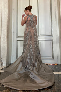 Her Trove - Embroidered dress with cape