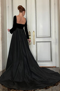 Her Trove - Bow detailed velvet dress with overskirt