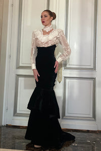 Her Trove - Pafos blouse with velvet skirt