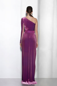 Her Trove - One sleeve velvet dress