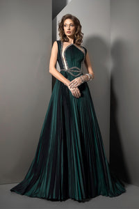 Her Trove - Fully pleated sleeveless gown